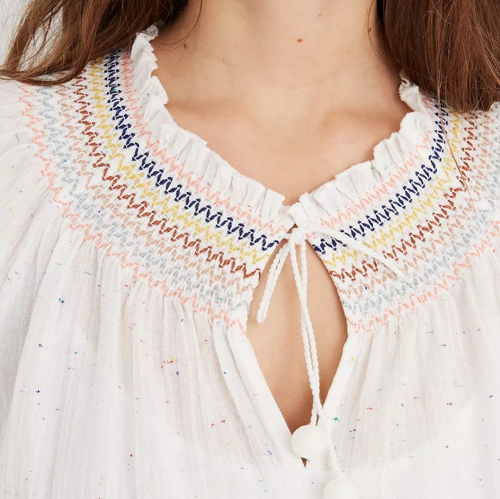 Madewell Rainbow Smocked Trapeze Dress L NEW L3449 - Picture 4 of 12